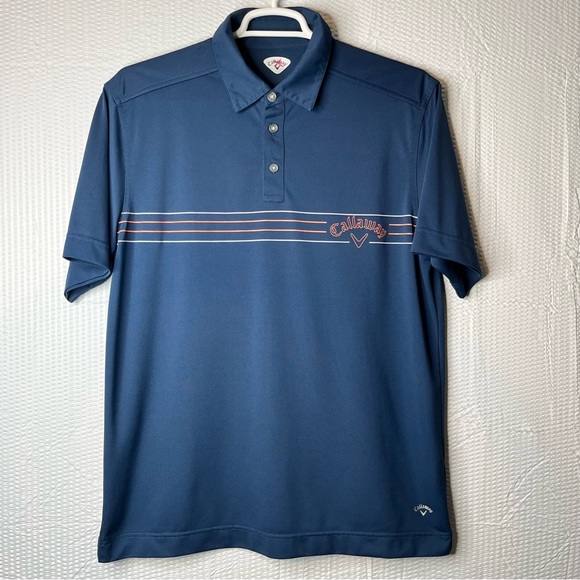 Callaway Blue W/Stripes 100%Polyester Golf Polo Size L - Picture 1 of 5